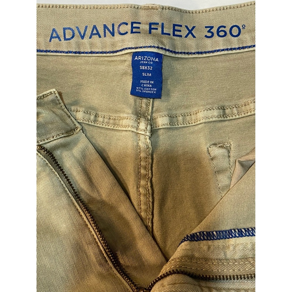 Arizona Jean Co Advance Flex 360 Men's Tan Slim Fit Jeans 38x34 Casual Comfort - Picture 3 of 7